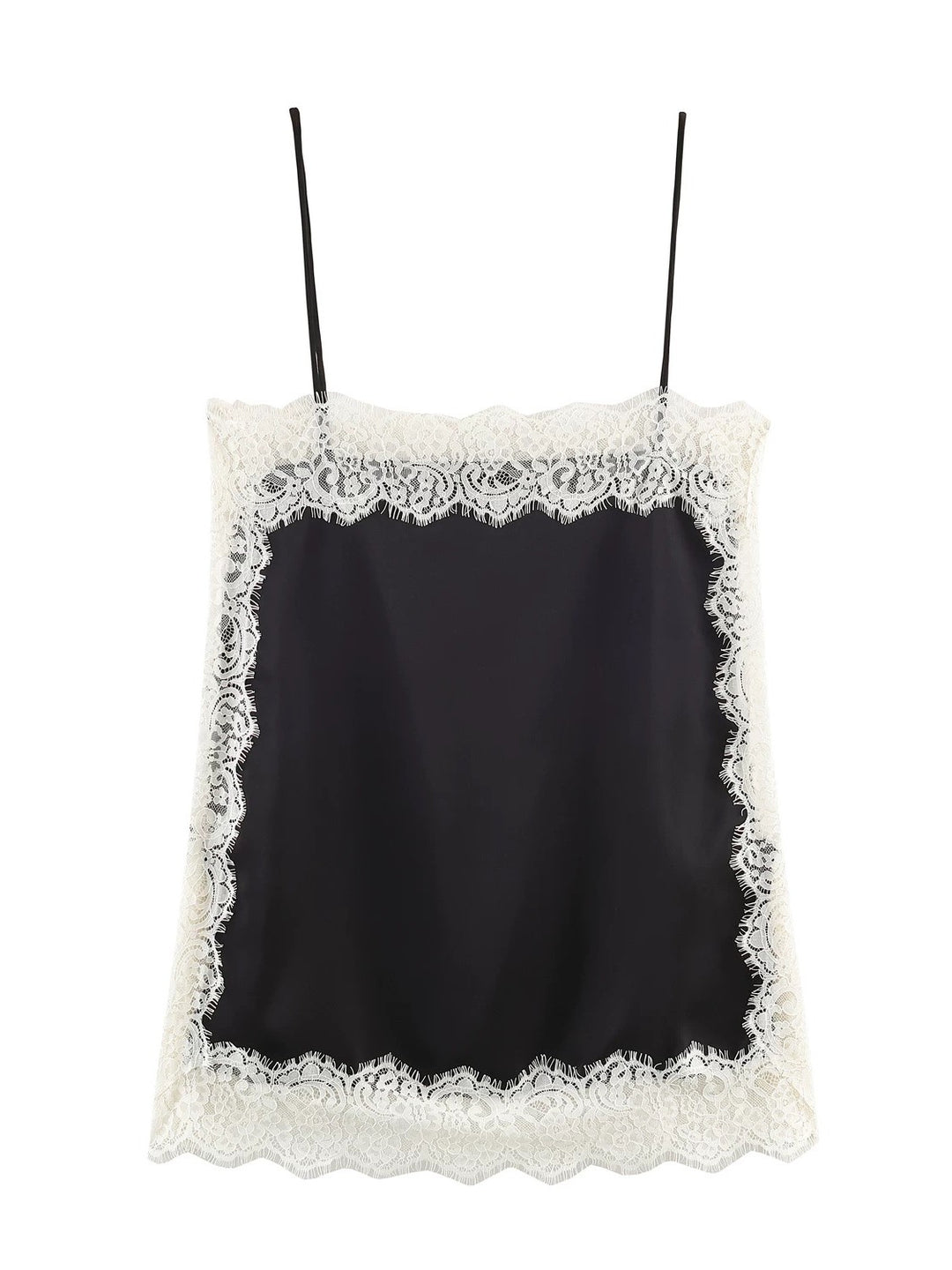 レーストリムサテンキャミソールトップス