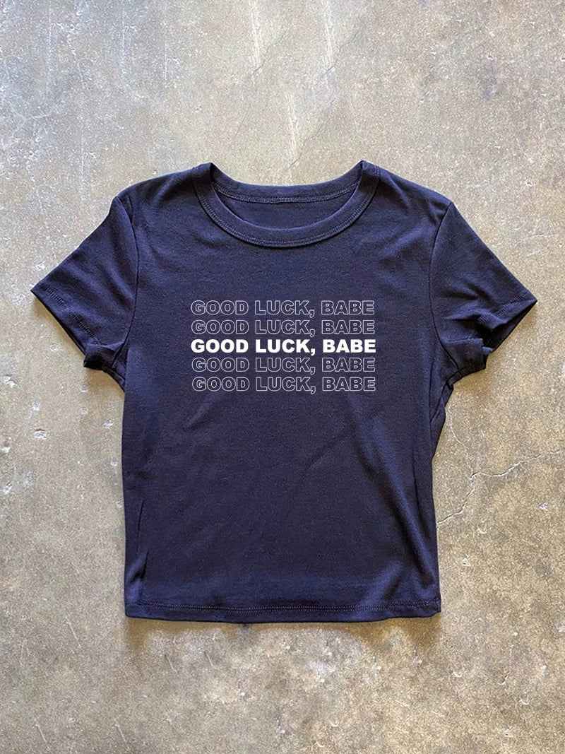 GOOD LUCK BABE グラフィックロゴプリントTシャツ