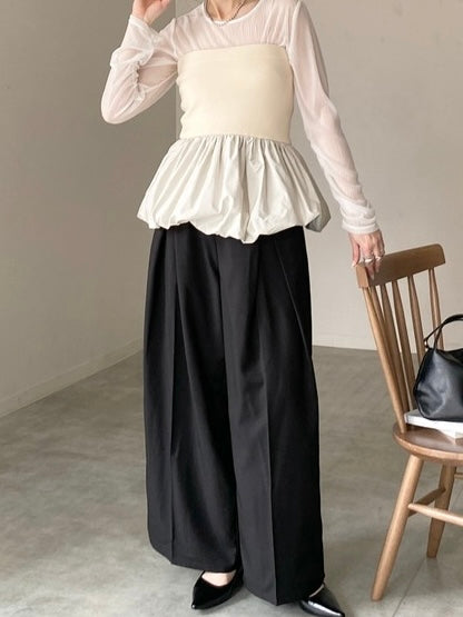 【OUTLET】(即納) ニットコンビバルーンベアトップ