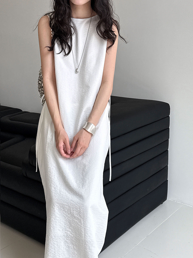 2WayVネックプリーツスリーブレスワンピース