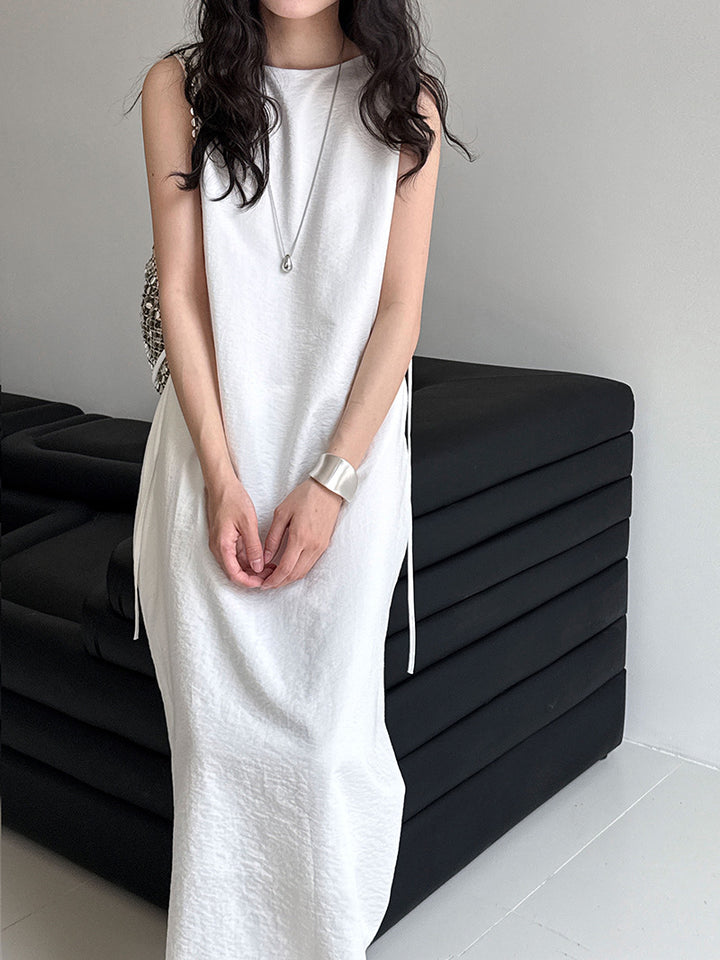 2WayVネックプリーツスリーブレスワンピース