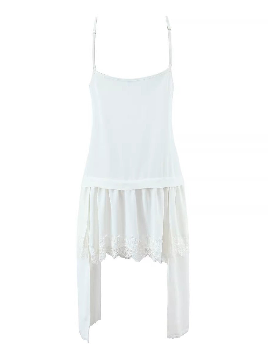 レースレイヤードアシンメトリーキャミワンピース