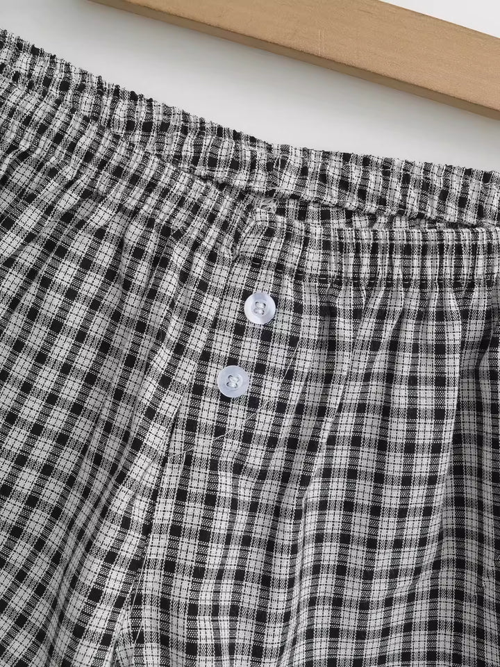 チェック柄コットンショートパンツ