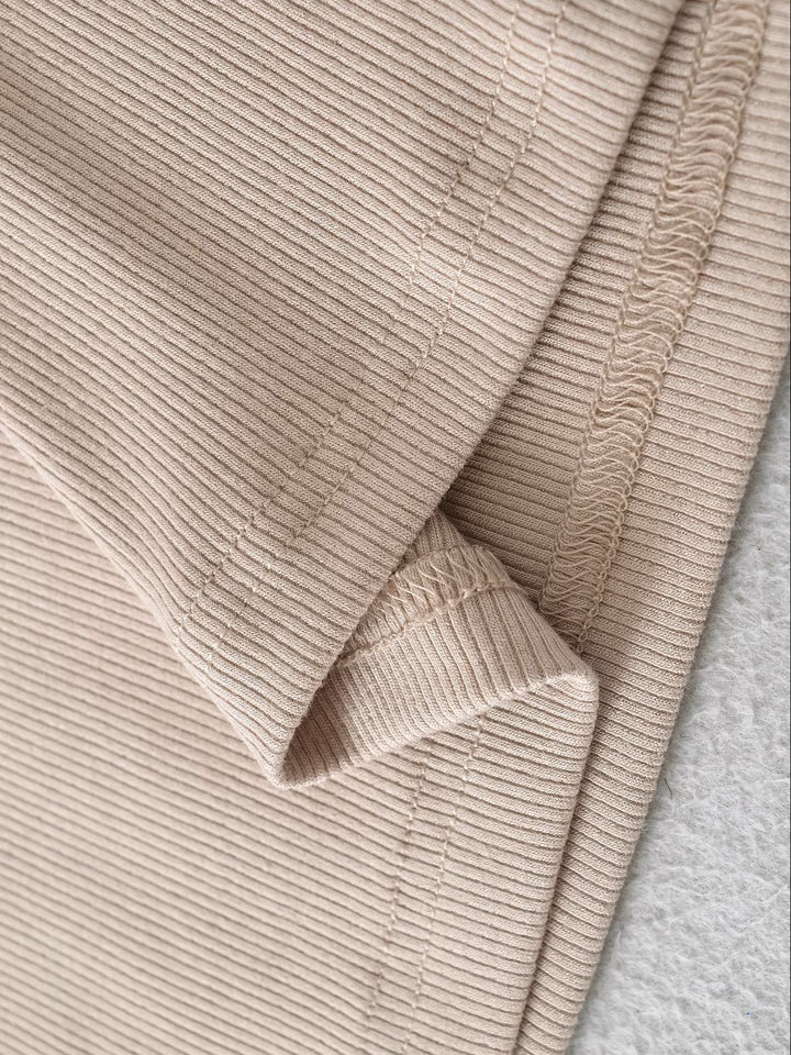 フィットスカートレイヤーリブフレアパンツ