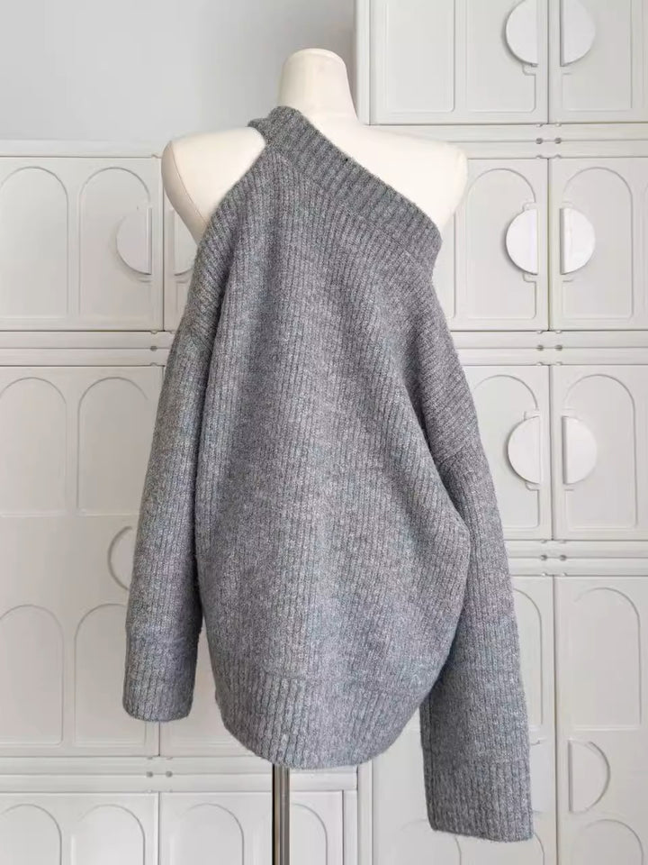 アシンメトリーオフショルダーロングセーター