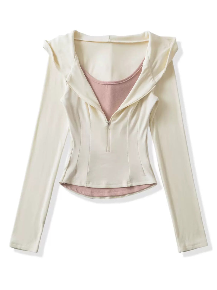 レイヤードハーフジップフーディー