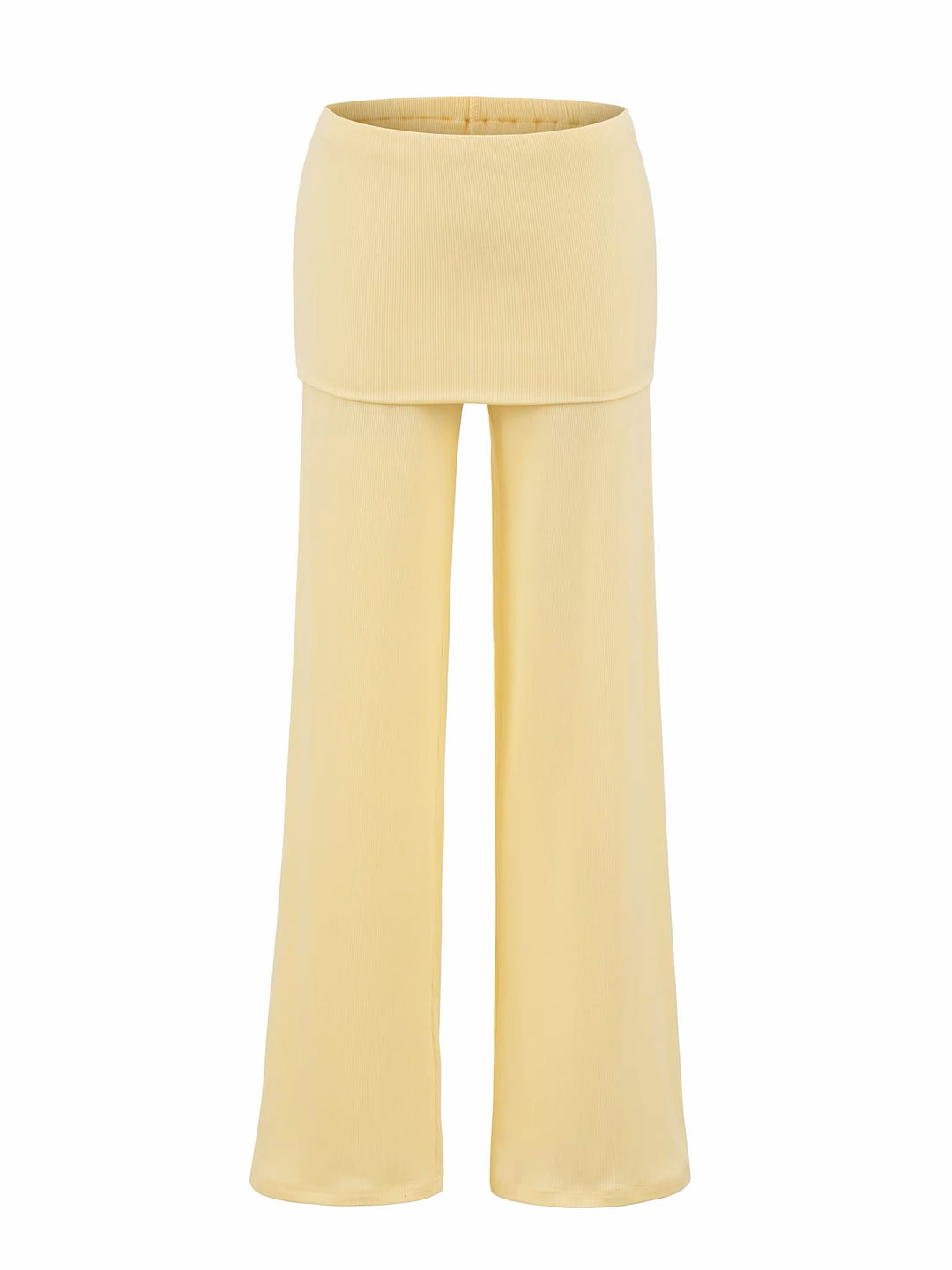 フィットスカートレイヤーリブフレアパンツ