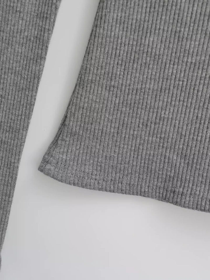 アシンメトリーネックリブトップス