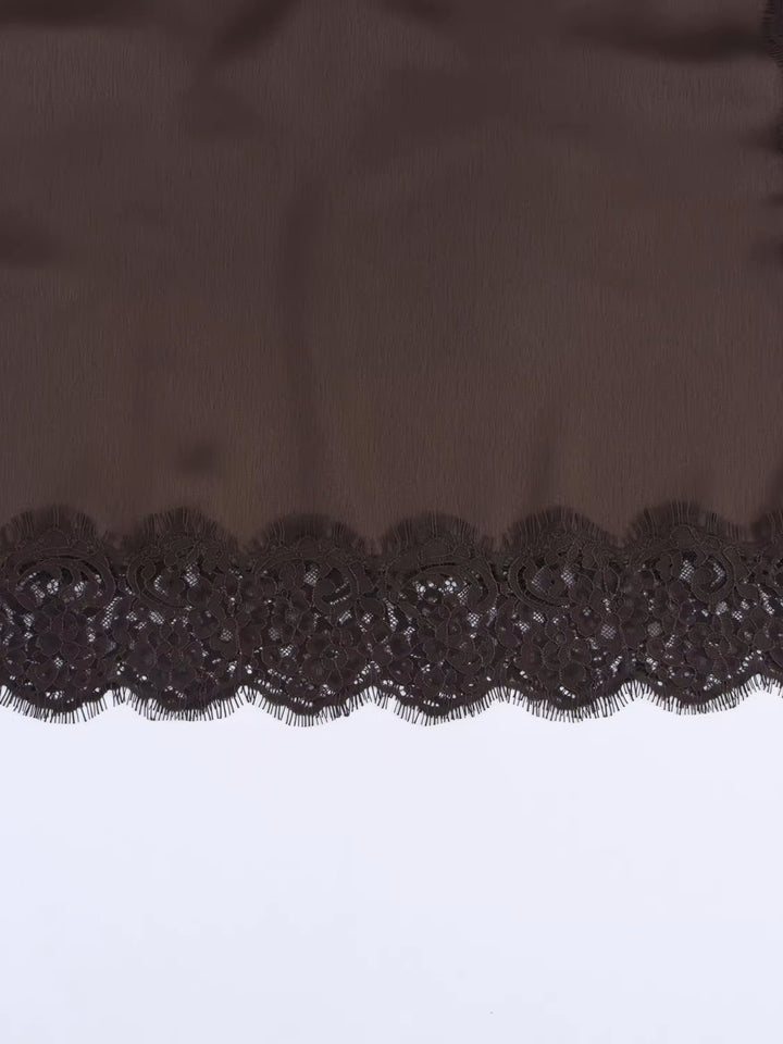 レーストリムサテンキャミソールトップス