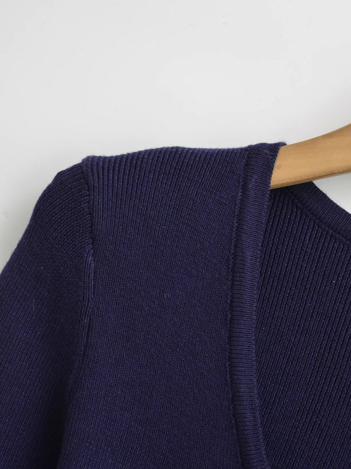 ノーカラーVネックジップカーディガン