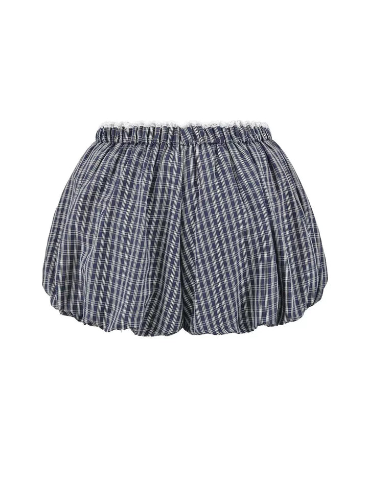 チェック柄フリルバルーンボクサーショートパンツ