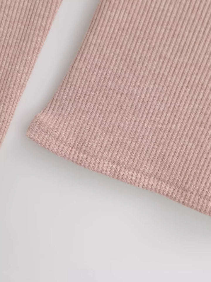 アシンメトリーネックリブトップス