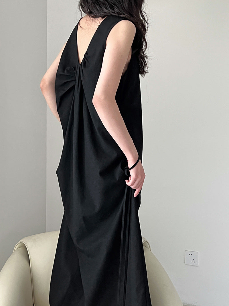 2WayVネックプリーツスリーブレスワンピース