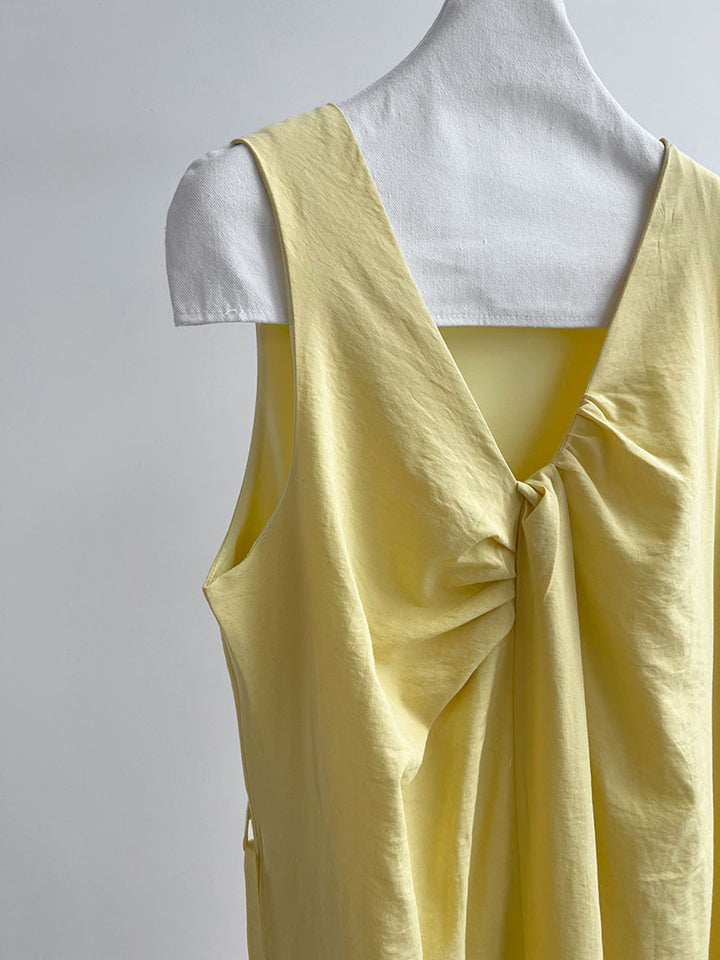 2WayVネックプリーツスリーブレスワンピース