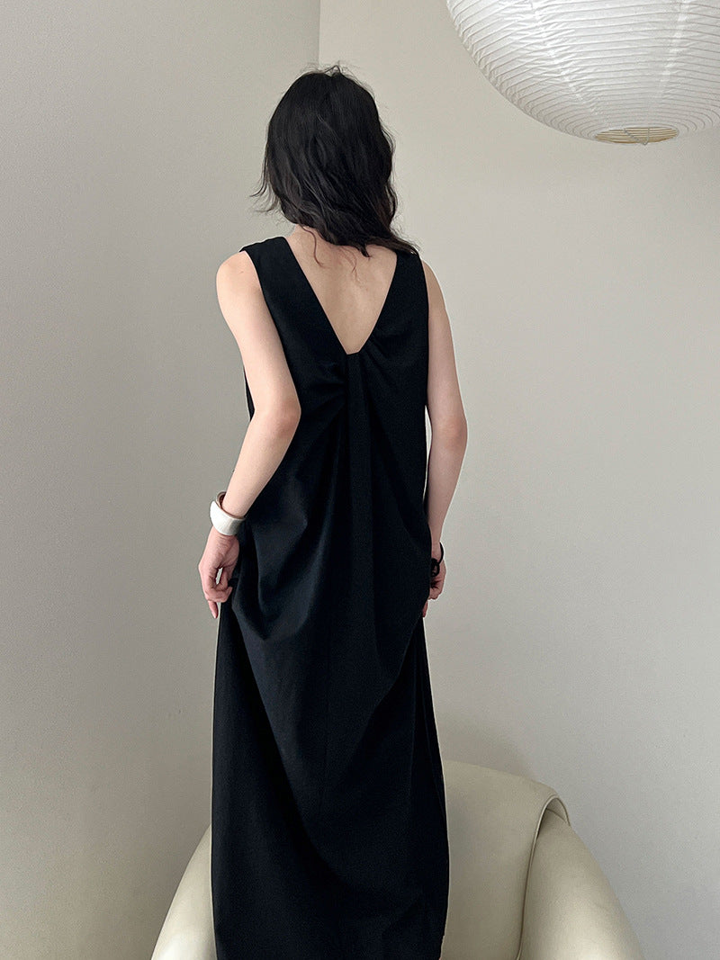 2WayVネックプリーツスリーブレスワンピース