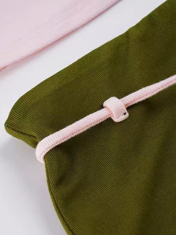 ピンクグリーンコントラストスコートショーツ