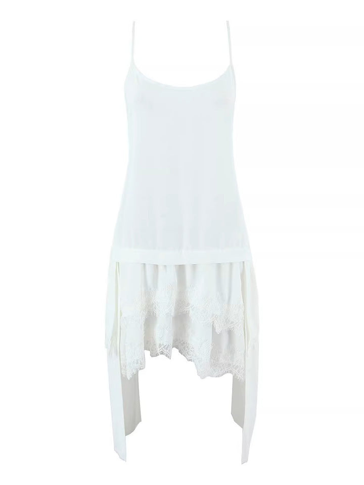 レースレイヤードアシンメトリーキャミワンピース