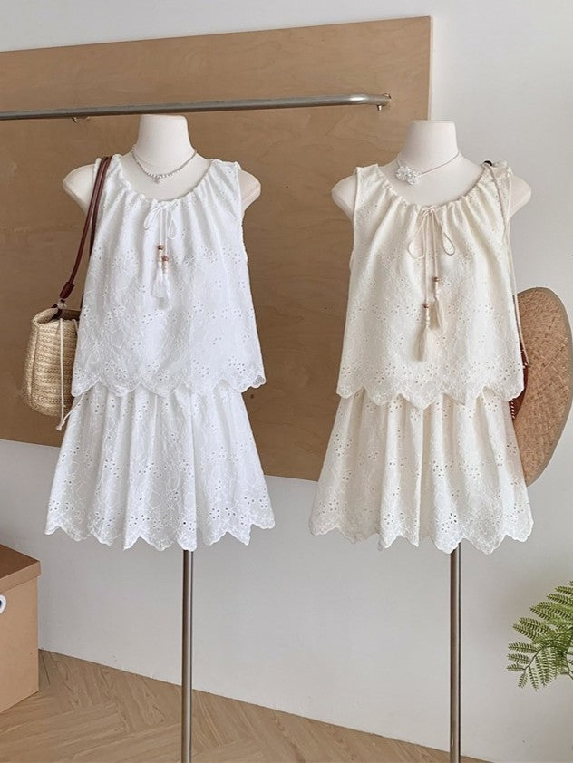 ビーズタッセルカットワークレースセットアップ