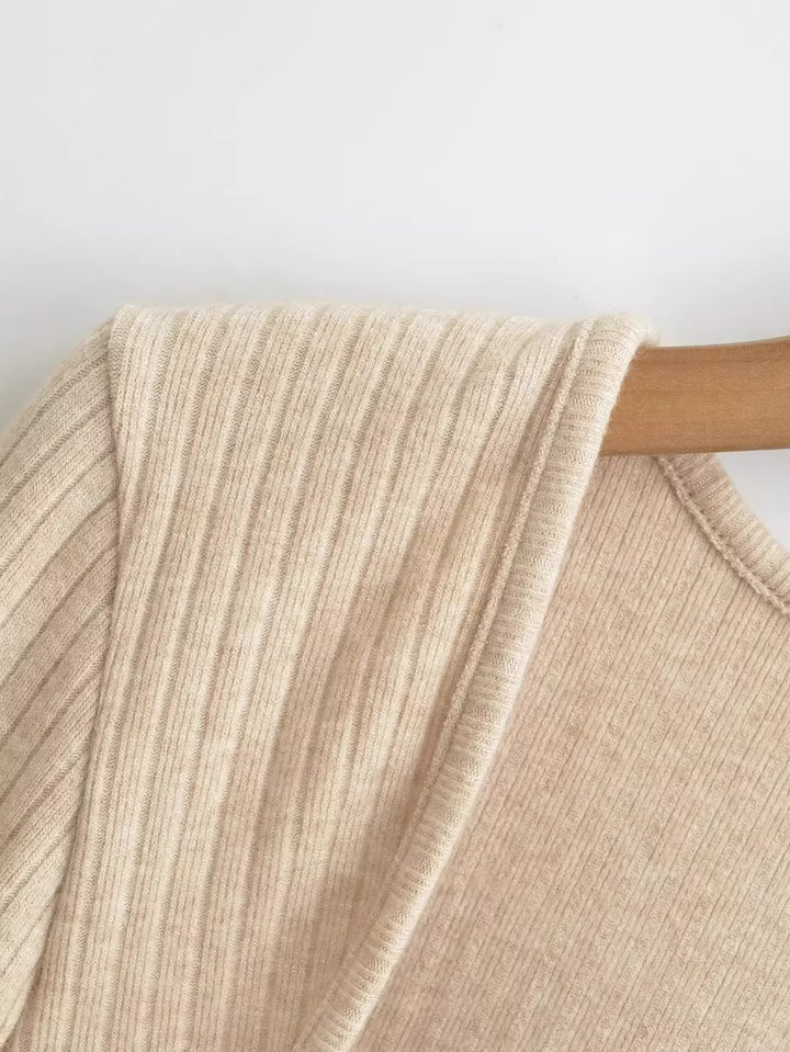 スリットスリーブリブニットボレロカーディガン