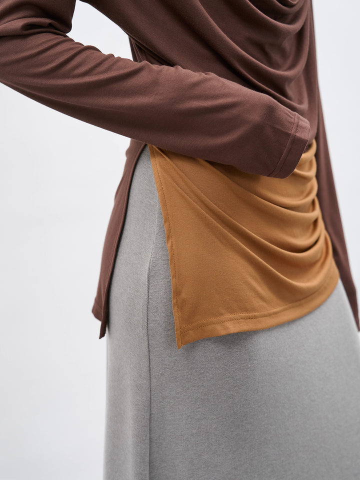 レイヤードビーズドレープカットソー