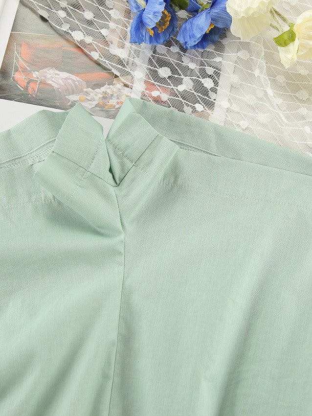 レースアップブラウスセージグリーンセットアップ