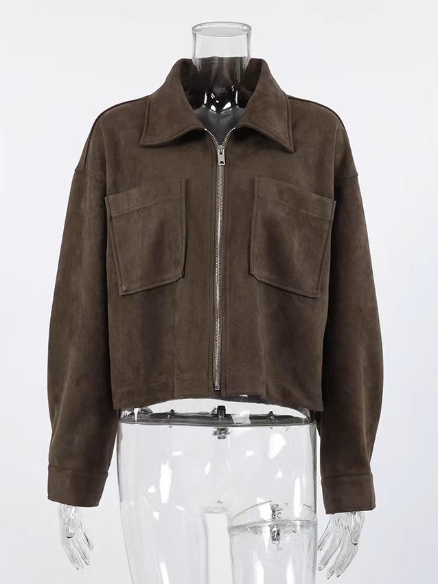 フェイクスエードジップアップブルゾン