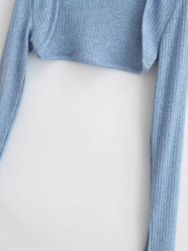 スリットスリーブリブニットボレロカーディガン