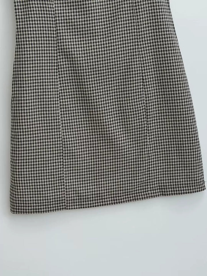 クラシックギンガムチェックバックリボンミニワンピース
