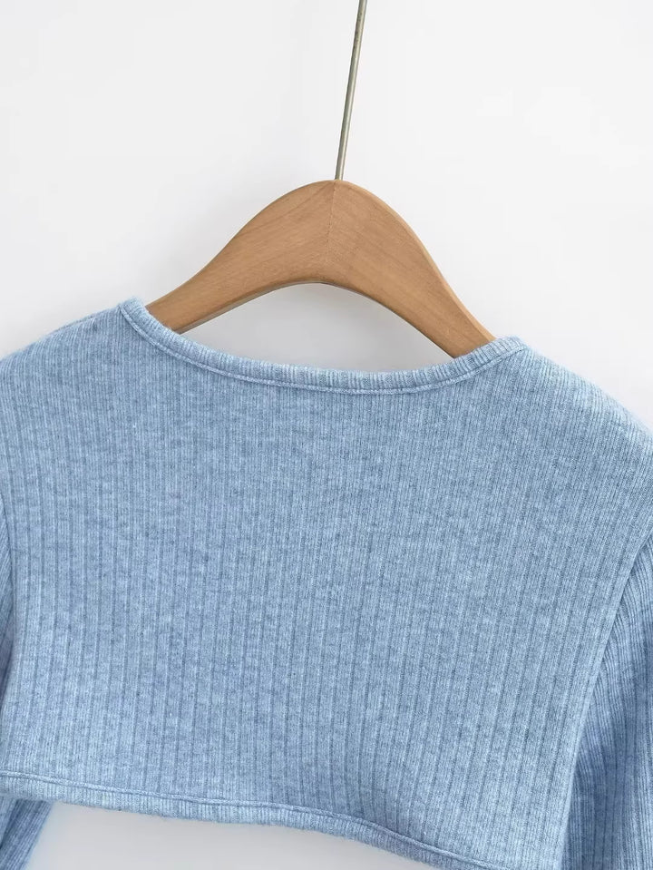 スリットスリーブリブニットボレロカーディガン