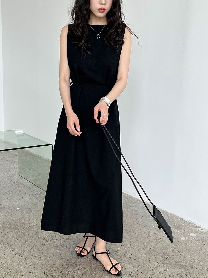 2WayVネックプリーツスリーブレスワンピース