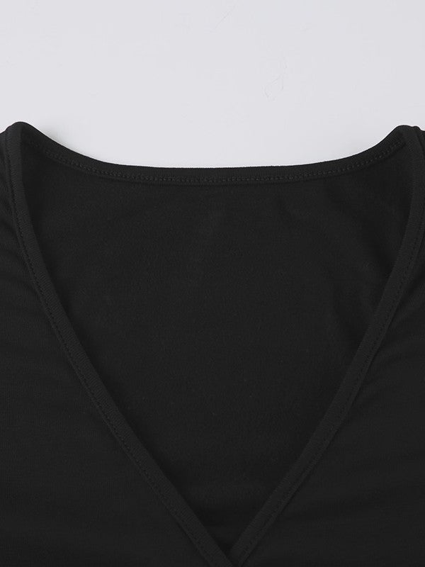 ラップデザイン裏起毛トップス