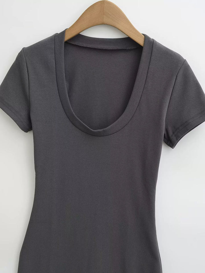 UネックTシャツミニワンピース
