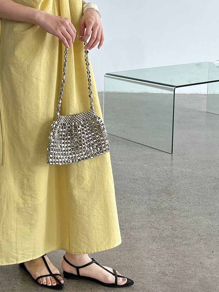 2WayVネックプリーツスリーブレスワンピース