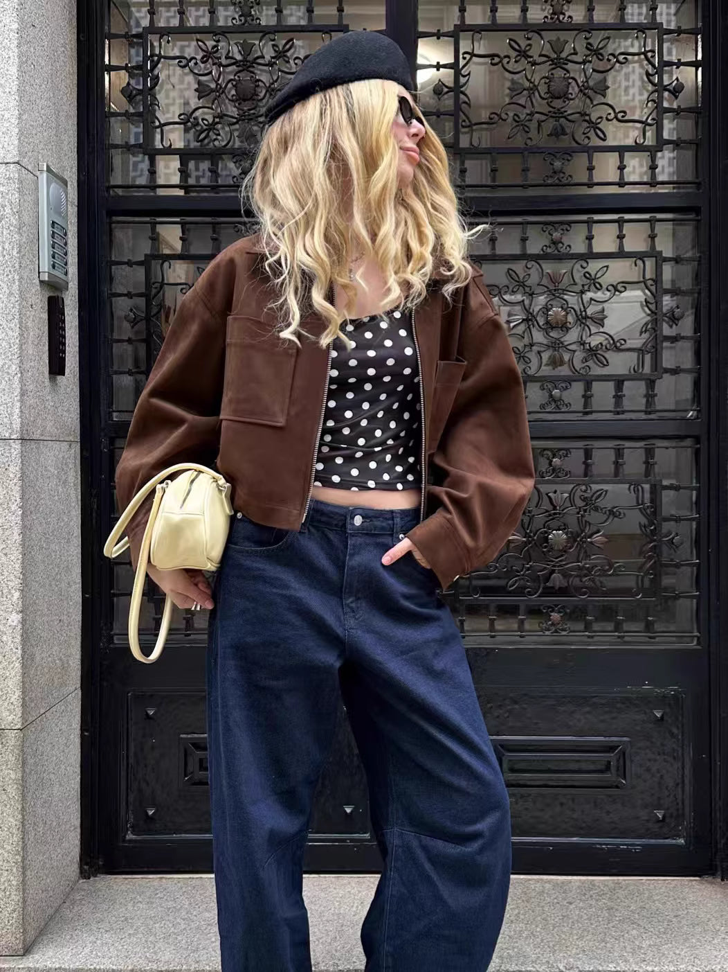 フェイクスエードジップアップブルゾン