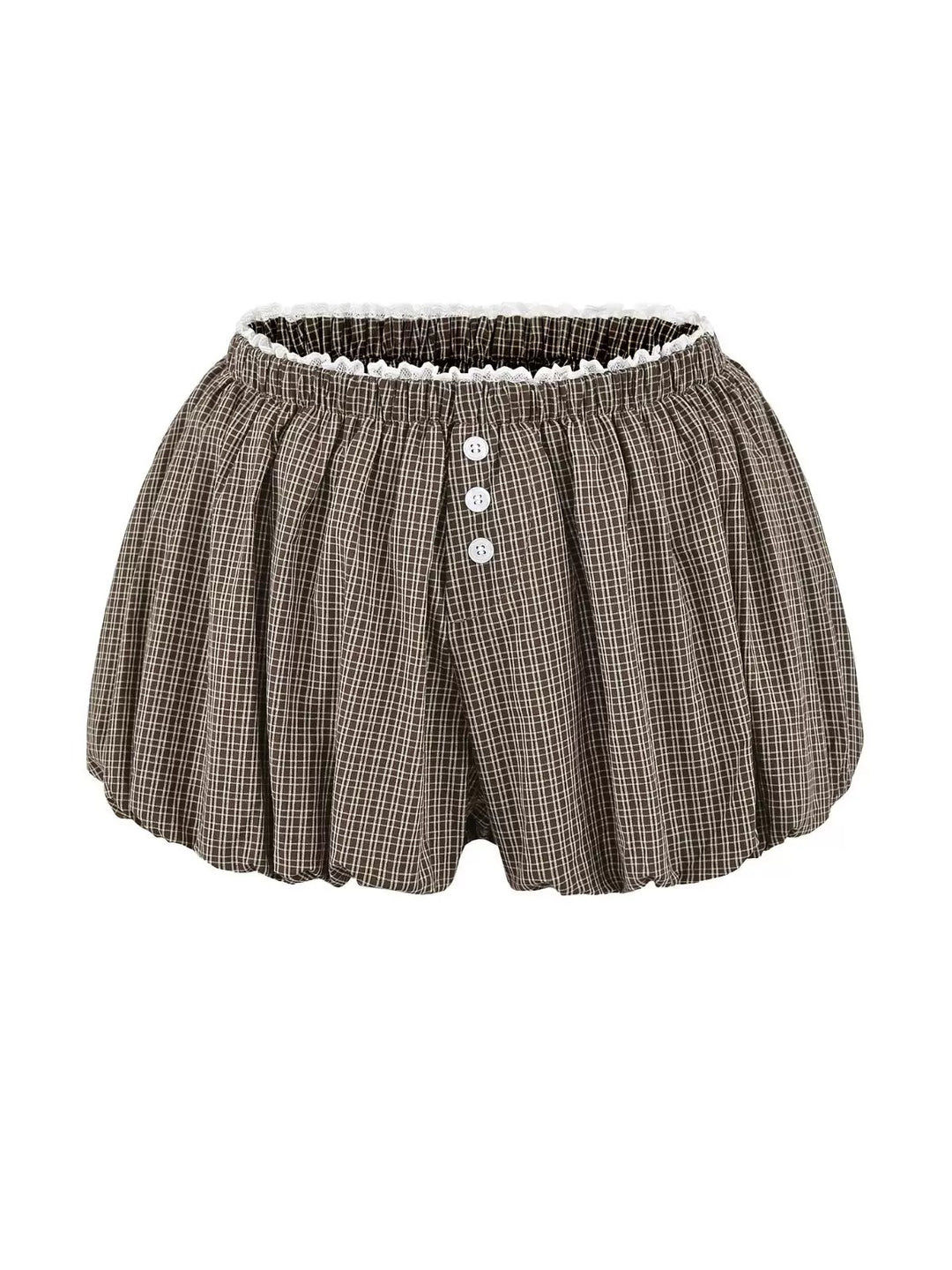 チェック柄フリルバルーンボクサーショートパンツ
