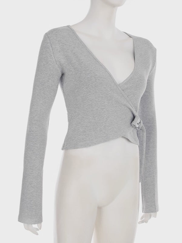 ラップデザイン裏起毛トップス