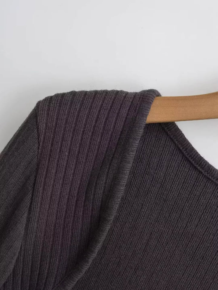 スリットスリーブリブニットボレロカーディガン