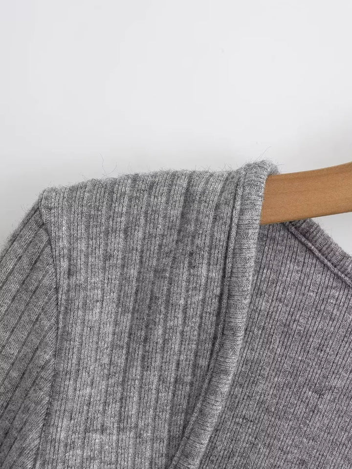 スリットスリーブリブニットボレロカーディガン