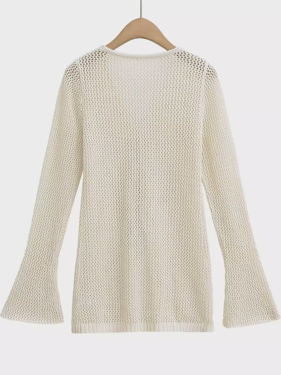 レースアップメッシュニットロングカーディガン