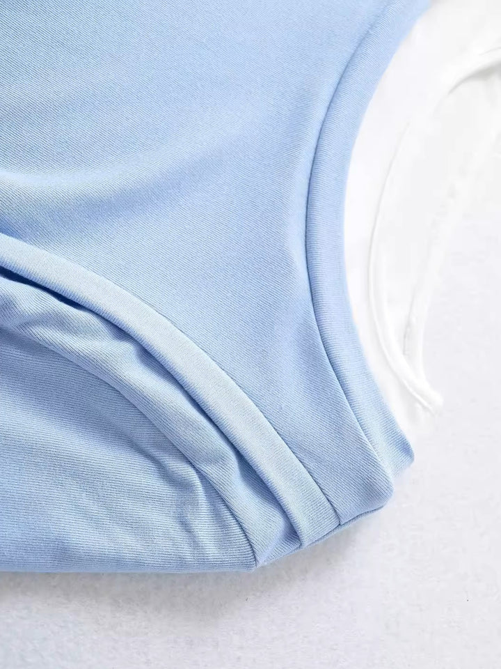 バイカラーレイヤードデザイントップス