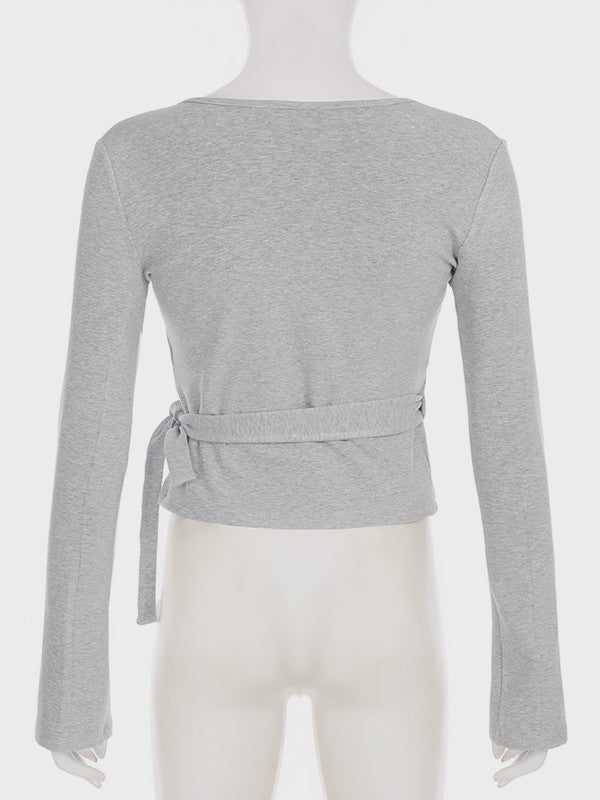 ラップデザイン裏起毛トップス