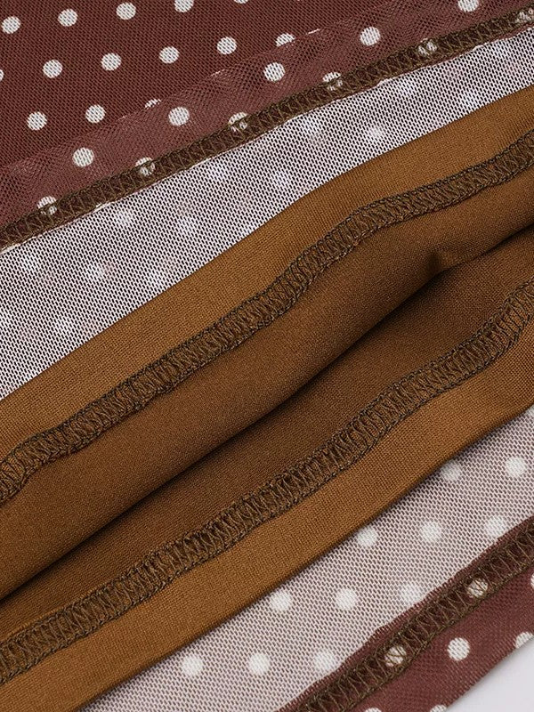 ポルカドットプリントバックリボンミニワンピース