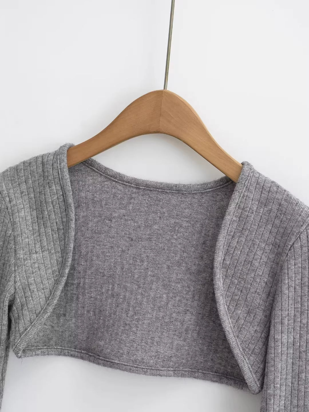 スリットスリーブリブニットボレロカーディガン