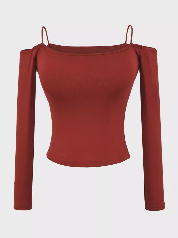 カップ付きオフショルダートップス