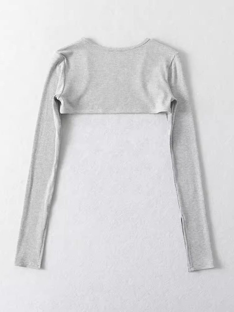 スリットスリーブリブボレロトップス