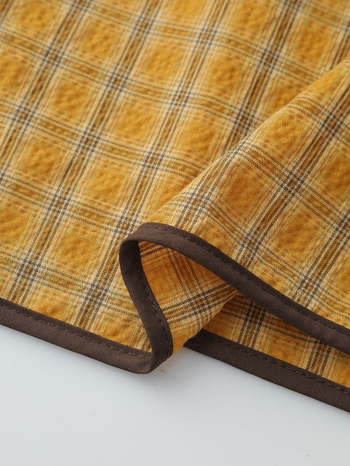 チェック柄エプロン付きレトロワンピース