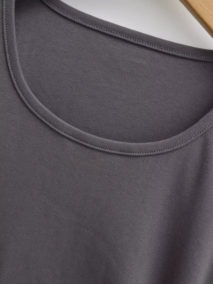 スリーブカットギャザーカットソーチュニックワンピース