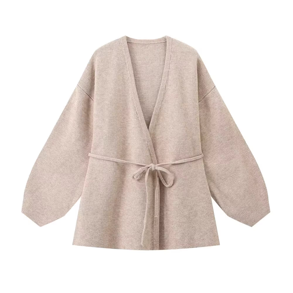 ニットラップカーディガンパンツセット