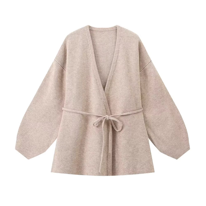 ニットラップカーディガンパンツセット