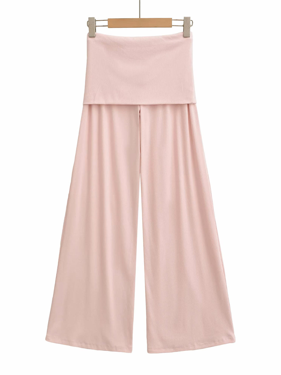 フィットスカートレイヤーリブフレアパンツ